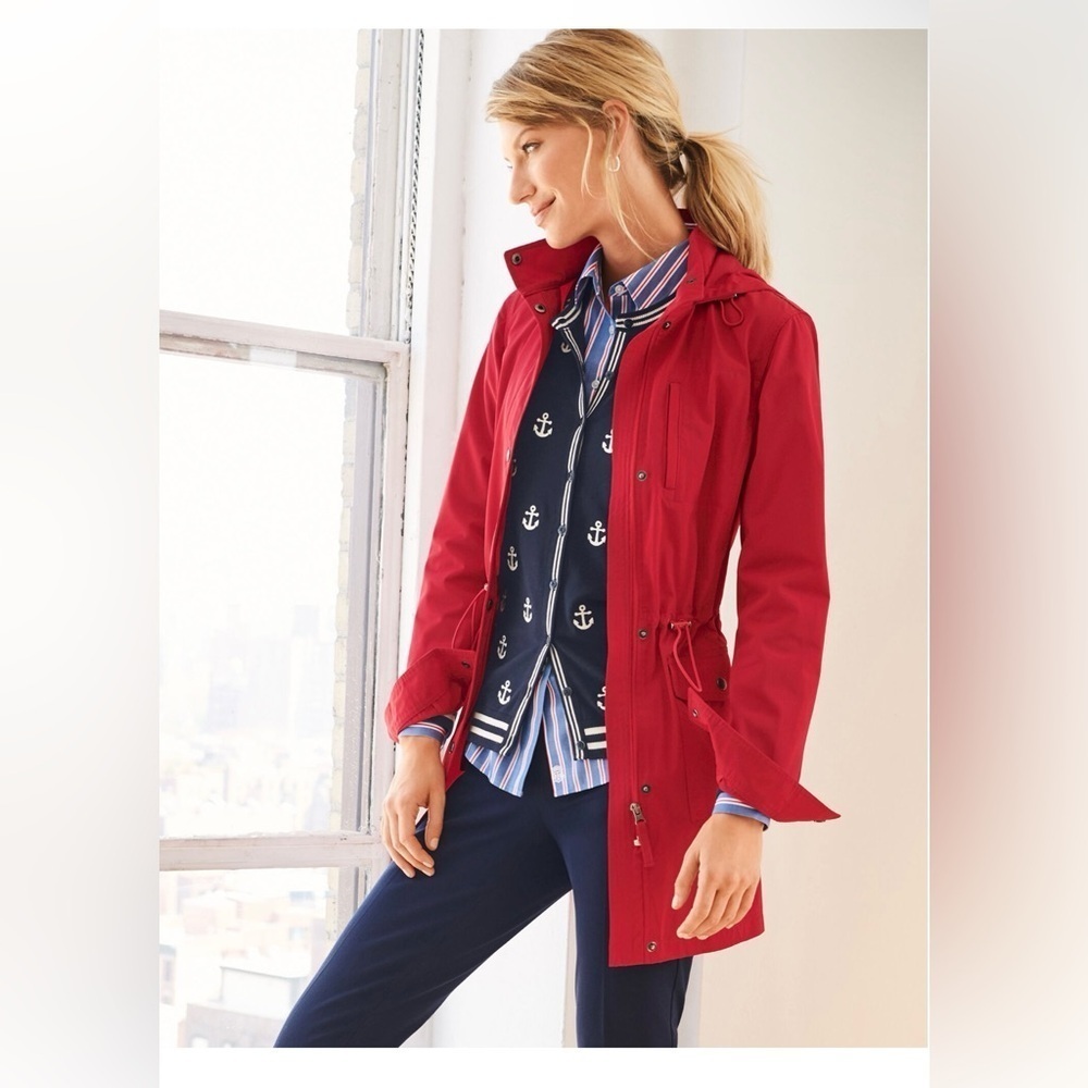 Talbots Nautical Cardigan Embroidered Anchors in Navy Blue & White‎ Sz MP Petite - Picture 3 of 8